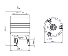 Vertikalioji hidroforo talpa Varem US080362CS0A2000, 80 l