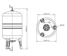 Vertikalioji hidroforo talpa Varem US100362CS0A2000, 100 l