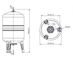 Vertikalioji hidroforo talpa Varem US100362CS0A2000, 100 l