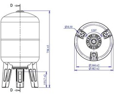 Vertikalioji hidroforo talpykla Varem US050362CS0A2000, 50 l