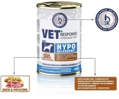 VET RESPONSE Hypoallergenic antiena – drėgnas ėdalas šunims – 400g