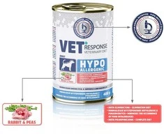 VET RESPONSE Hypoallergenic triušiena – drėgnas ėdalas šunims – 400g