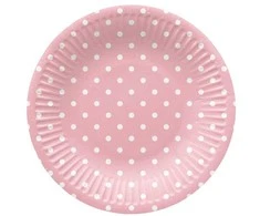 Vienkartinės lėkštės PAW Rožinė Dots, Ø 18 cm, 8 vnt.