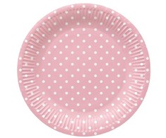 Vienkartinės lėkštės PAW Rožinė Dots, Ø 23 cm, 8 vnt.
