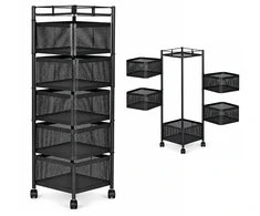 Virtuvės lentyna pagalbininkas organizatorius sukamomis lentynomis 5 pakopų metalinis ModernHome