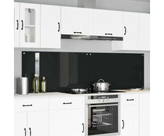 Virtuvės atbraila 2 pcs Juoda 110 x 60 cm grūdintas stiklas