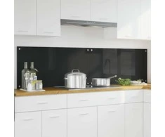 Virtuvės atbraila 2 pcs Juoda 100 x 50 cm grūdintas stiklas