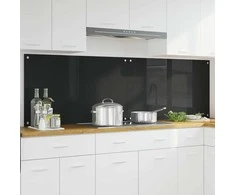 Virtuvės atbraila 2 pcs Juoda 100 x 60 cm grūdintas stiklas