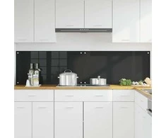 Virtuvės atbraila 2 pcs Juoda 100 x 50 cm grūdintas stiklas