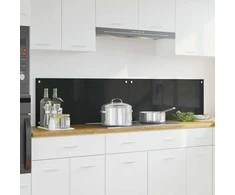 Virtuvės atbraila 2 pcs Juoda 90 x 40 cm grūdintas stiklas