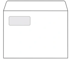 Vokai E5, 156x220mm, 80g, su langeliu 30x90mm kairėje pusėje, su nuplėšiama juostele, baltos spalvos, 1000vnt