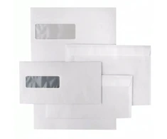 Vokai E65, 110x220mm, 75g, su langeliu 30x90mm kairėje pusėje, su nuplėšiama juostele, baltos spalvos, 1000vnt