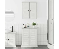 Vonios baldų rinkinys su lentyna 2 pcs Balta ir senovinė balta