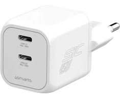 Sieninis įkroviklis 4smarts PDPlug SiC Dual 45W 2xUSB-C baltas
