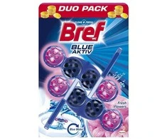 WC valiklis-gaiviklis BREF Mėlynas AKTIV FLOWERS, 2×50 g