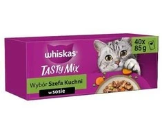 WHISKAS Adult Tasty Mix „Chef’s Choice“ 40×85 g pilnavertis šlapias maistas suaugusiems katėms padaže