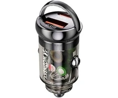 Wozinsky 65W automobilinis įkroviklis USB-C PD 65W / USB-A 45W QC 3.0 – juodos spalvos