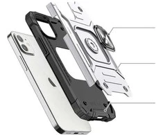Wozinsky Ring Armor Apple iPhone 14 armored magnetic holder ring dėklas telefonui sidabrinės spalvos