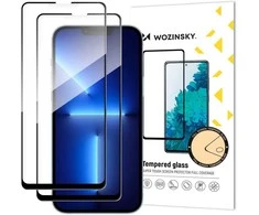 Wozinsky rinkinys 2x itin tvirtų Full Glue viso ekrano apsauginis stiklas su dėklu draugišku rėmeliu iPhone 14 Max / 13 Pro Max juodos spalvos