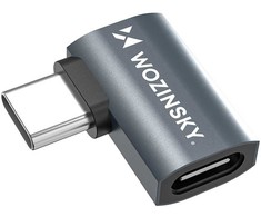 Wozinsky WPKB-01 USB-C – USB-C 40Gb/s 240W 8K OTG šoninis kampinis adapteris – pilkas