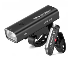 Wozinsky WSBLB2 Front (400 lm) and Rear USB-C Bike Light Set – juodos spalvos