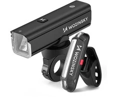 Wozinsky WSBLB3 priekinis (1000 lm) ir galinis USB-C dviračio žibintų komplektas – juodos spalvos