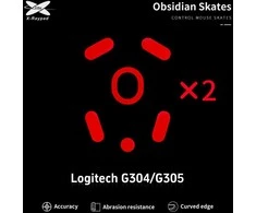 X-Raypad Obsidian Skates Logitech G304 &amp; G305 Raudona 2 vnt. (Raudoni) Pakaitiniai Pelė Feet