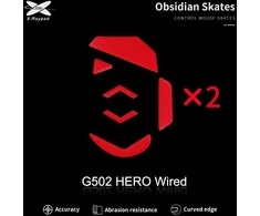 X-Raypad Obsidian Skates Logitech G502 Hero Raudona 2 vnt. (Raudoni) Pakaitiniai Pelė Feet
