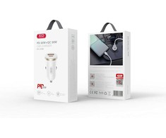 XO automobilinis įkroviklis CC56 PD 30W QC 1x USB 1x USB-C baltos spalvos