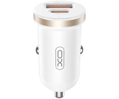 XO automobilinis įkroviklis CC56 PD 30W QC 1x USB 1x USB-C baltos spalvos