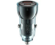 XO automobilinis įkroviklis CC60 60W 1x USB 1x USB-C mėlynos spalvos