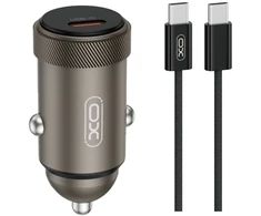 XO automobilinis įkroviklis CC70 PD 30W 1x USB-C juodas + laidas USB-C – USB-C
