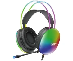 XO laidinės ausinės GE11 jack 3,5mm – USB-A juodos spalvos su RGB mikrofonu