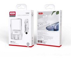 XO laidinis įkroviklis CE02D QC 3.0 18W 1x USB baltos spalvos + microUSB kabelis