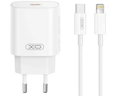 XO laidinis įkroviklis CE25 PD 25W 1x USB-C baltos spalvos + kabelis USB-C - Lightning