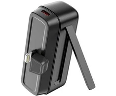 XO power bank mini PR244 20W 5000 mAh su Lightning jungtimi juodos spalvos
