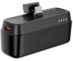 XO power bank mini PR244 20W 5000 mAh su Lightning jungtimi juodos spalvos