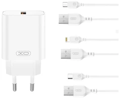 XO sieninis įkroviklis CE33 QC 18W 1x USB baltas + Lightning laidas