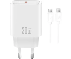 XO sieninis įkroviklis CE41 PD 30W 1x USB-C baltas + laidas USB-C – USB-C