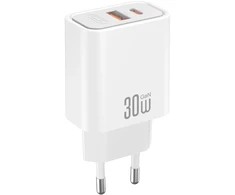 XO sieninis įkroviklis CE42 PD 30W 1x USB-C 1x USB baltas