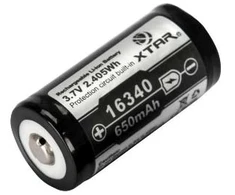 Xtar Akumuliatorius 16340 3.7V 650mAh Li-Ion su integruotu krovimo valdikliu PCM