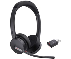 Ausinės Yealink WH64 Hybrid Dual Teams Laisvų rankų įranga Bevielis Su lankeliu Biuras / skambučių centras Mikro USB Bluetooth Įkrovimo stovas Juoda