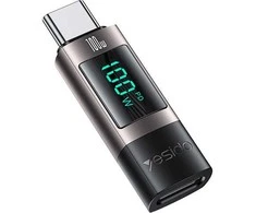 Yesido Adapteris OTG GS24 – Typ C (male) to Type C (female) – with LCD display juodas