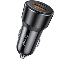 Yesido automobilinis įkroviklis Y64 - USB + Type C - 20W + PD 30W juodos spalvos