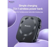 Benks Yesido Power bank 5000mAh YP59 3in1 – Typ C – magnetinis belaidis 15W juodos spalvos