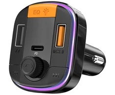 „Yesido“ FM siųstuvas Y45 MP3, „Bluetooth“ - 2xUSB + C tipo + „Micro SD“ - QC 18W PD 20W juodas