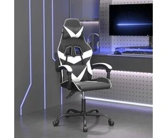 Žaidimų kėdė, juodos ir baltos spalvos, dirbtinė oda