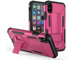 Zizo Hybrid Transformer Cover - Tough dėklas skirtas Apple iPhone X with Kickstand Hot Rožinė/Juodas