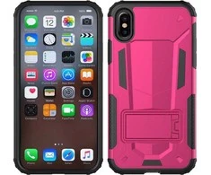 Zizo Hybrid Transformer Cover - Tough dėklas skirtas Apple iPhone X with Kickstand Hot Rožinė/Juodas