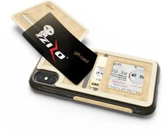 Zizo Nebula Wallet Case – dėklas su pinigine ir užtrauktuku bei apsauginis stiklas ekranui, skirtas iPhone X (Tan/Brown)